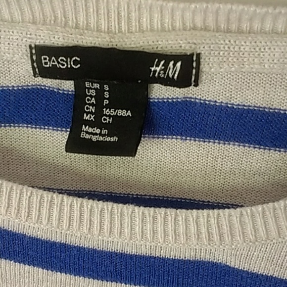 H&M Lightweight Striped Cream and Blue Sweater - Picture 2 of 4
